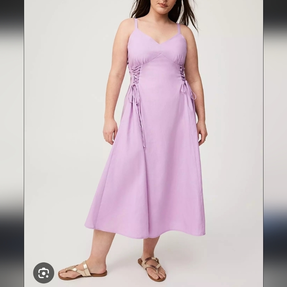Torrid NWT Lavendar Lace Up Tea Length Dress Size 3 3x